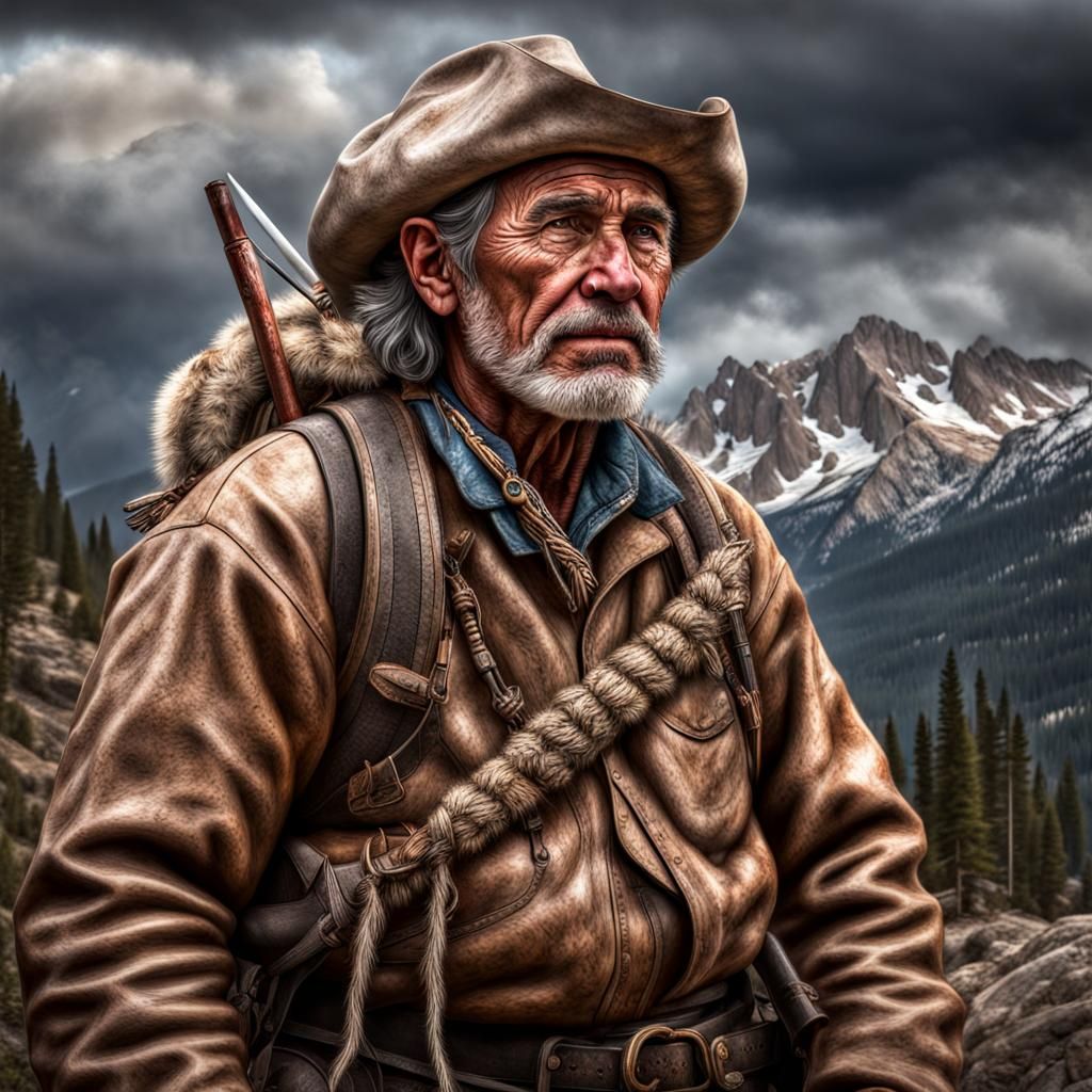 Hyperrealistic Fantasy Portrait of Mountain Trapper