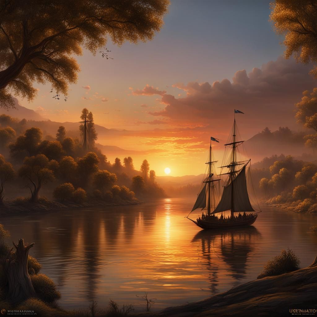 Sunset on the Sacramento River: Detailed Matte Painting