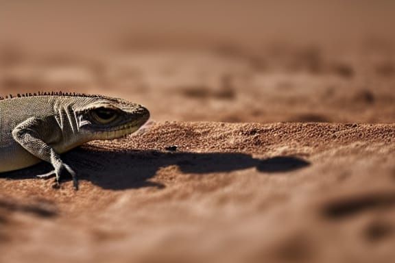 Lizard Portrait in Barren Desert Landscape
