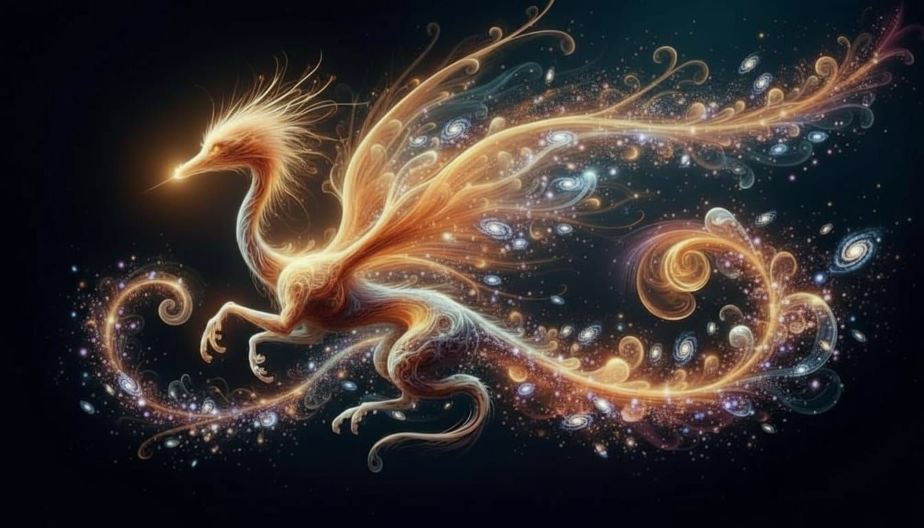 Celestial Dragon Spreading Stars: Pablo Amaringo Style
