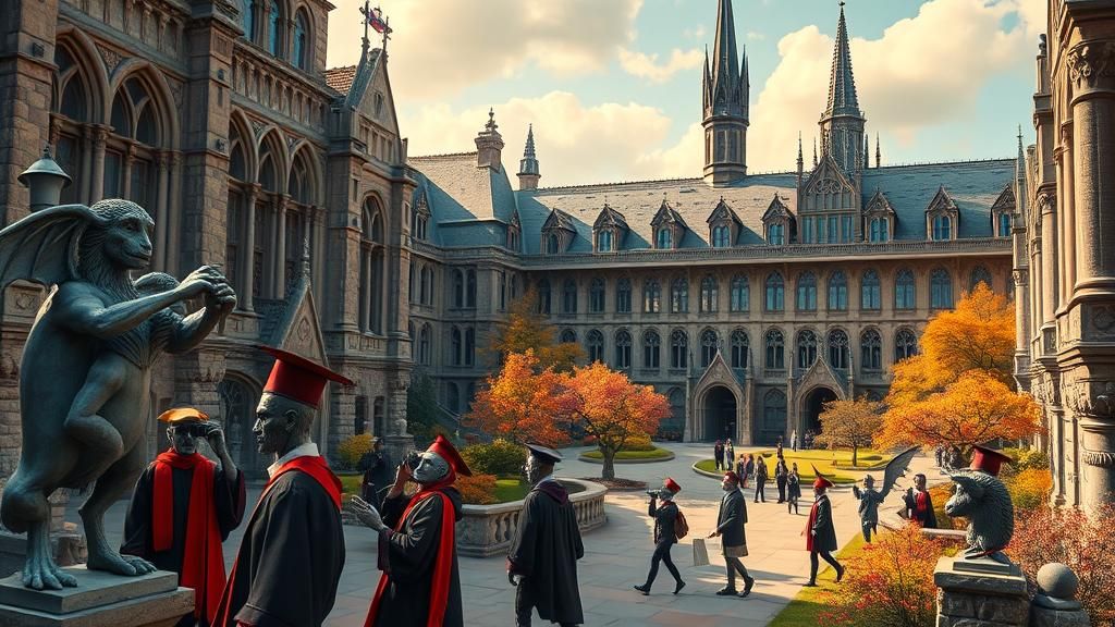 Surreal Gargoyles and Aliens at Whimsical College