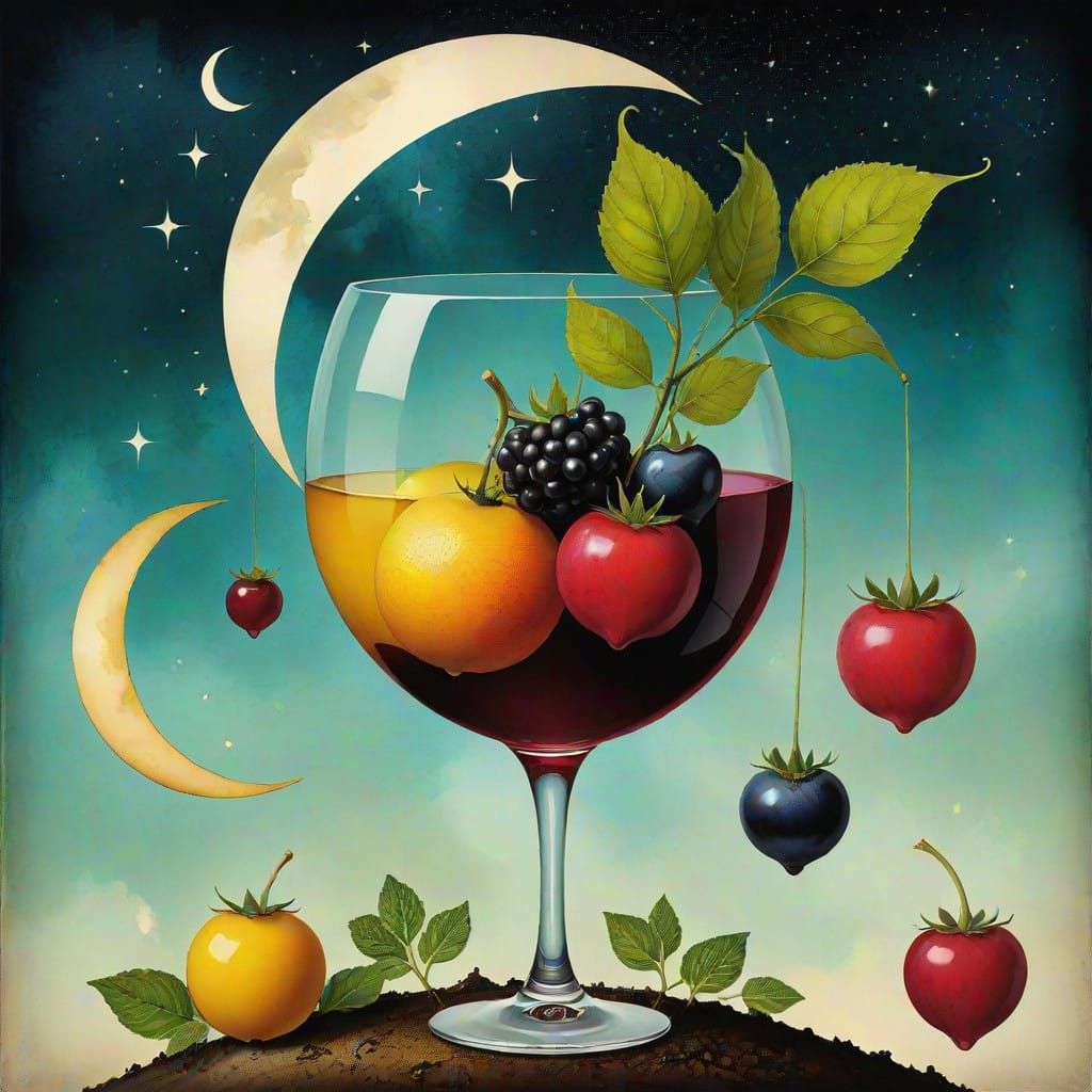 New Moon Fruits and Vegetables Minimalist Transformative Scrapbook alcohol ink Catrin Welz-Stein Raphaello