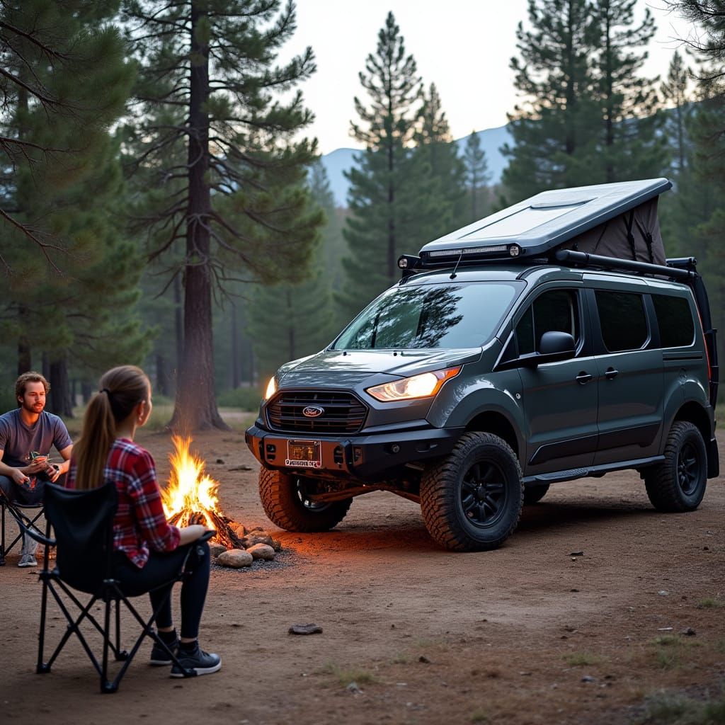 Rocky Mountain Campsite with Ford Transit Camper Van