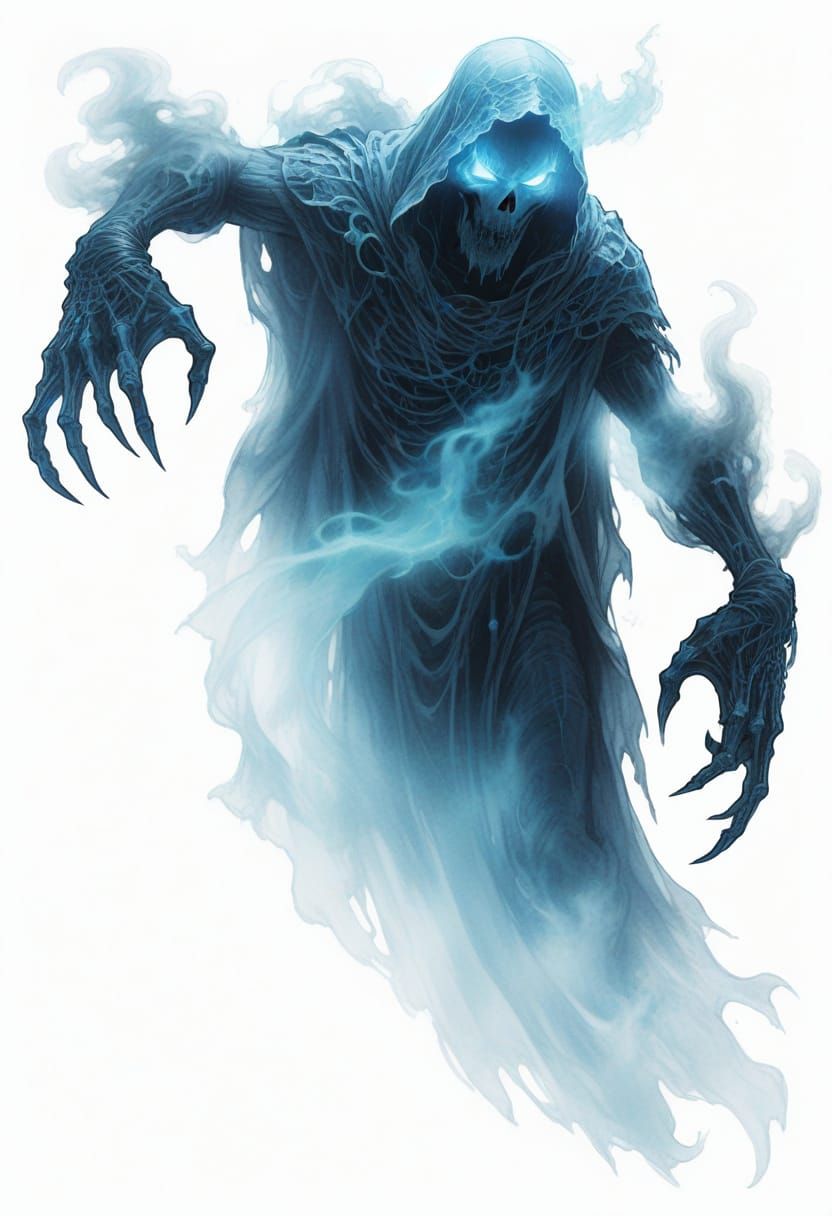 Neon Line Art Ghost Illustration in Vivid Colors