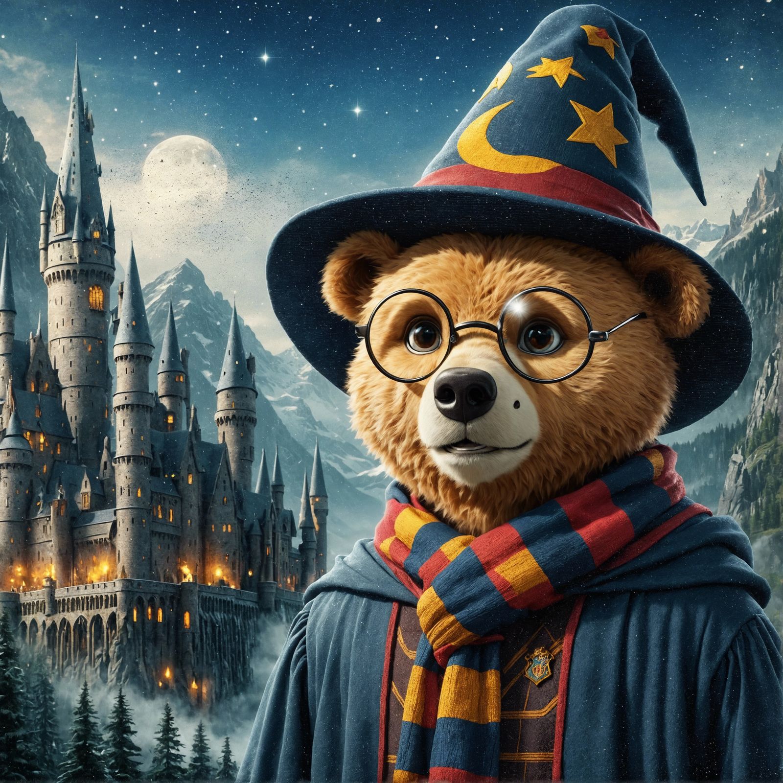 Wizard Bear at Magical Academy: Oil Painting