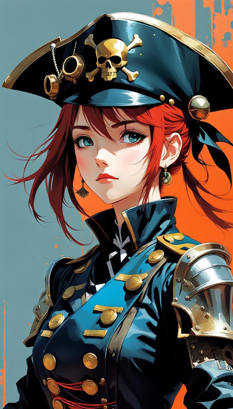 Dieselpunk Pirate Princess in Anime Style