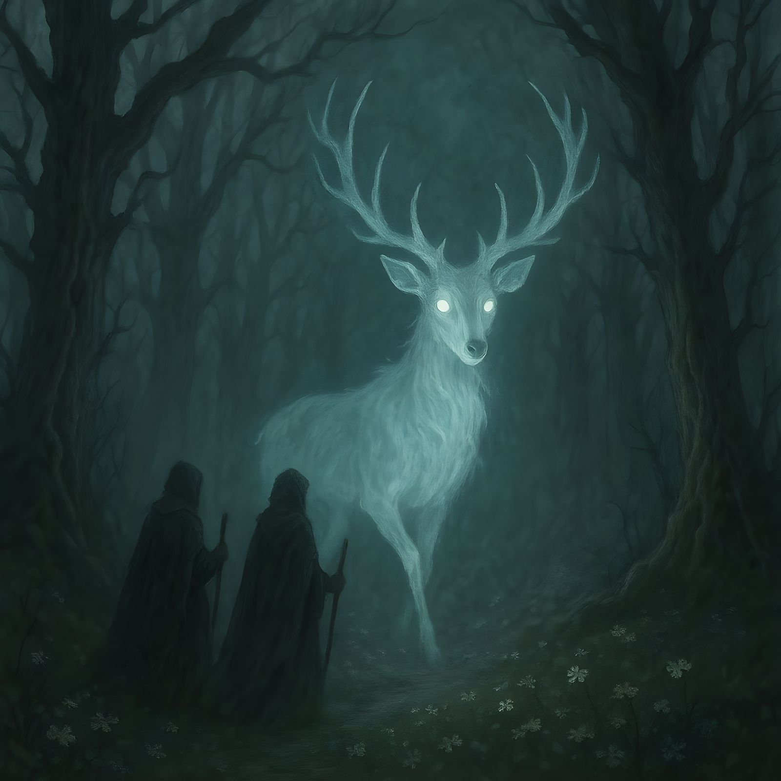 Ethereal Deer Guide in Enchanted Forest