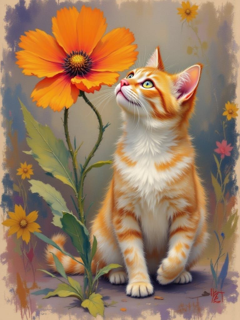 Whimsical Cat Basks in Soft Pastel Light