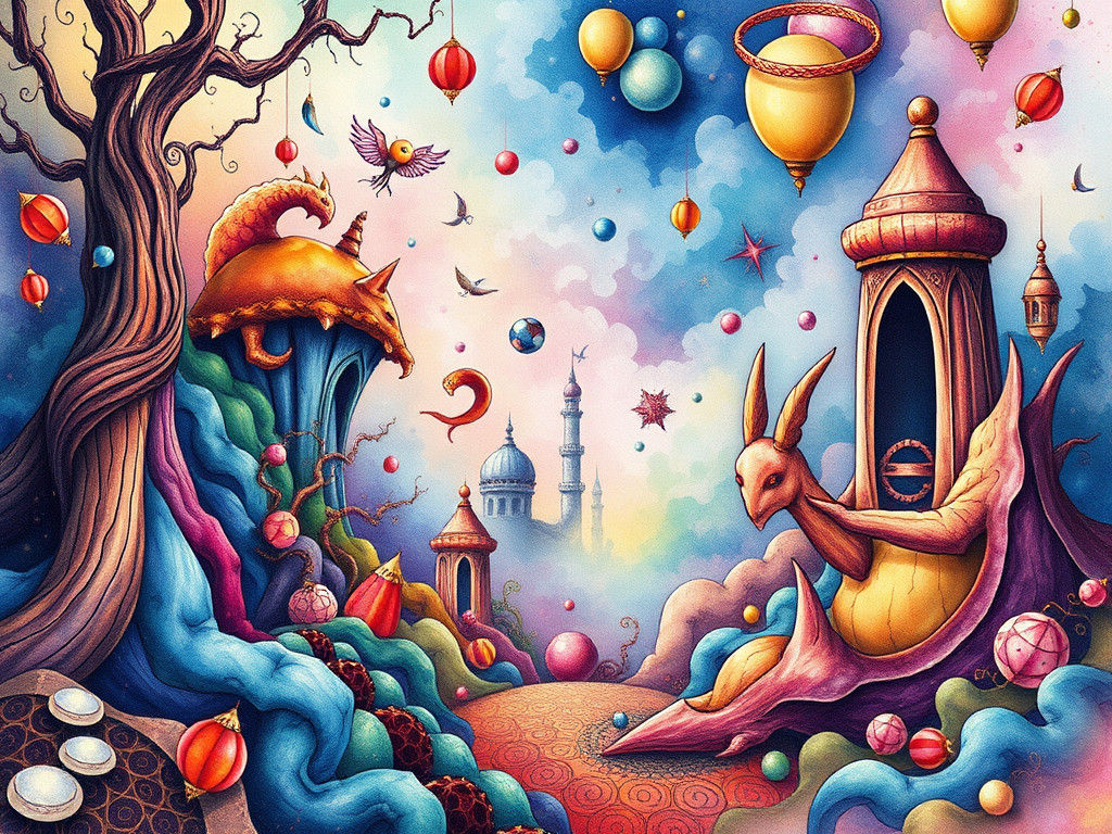 Colorful Fairytale World in Watercolor