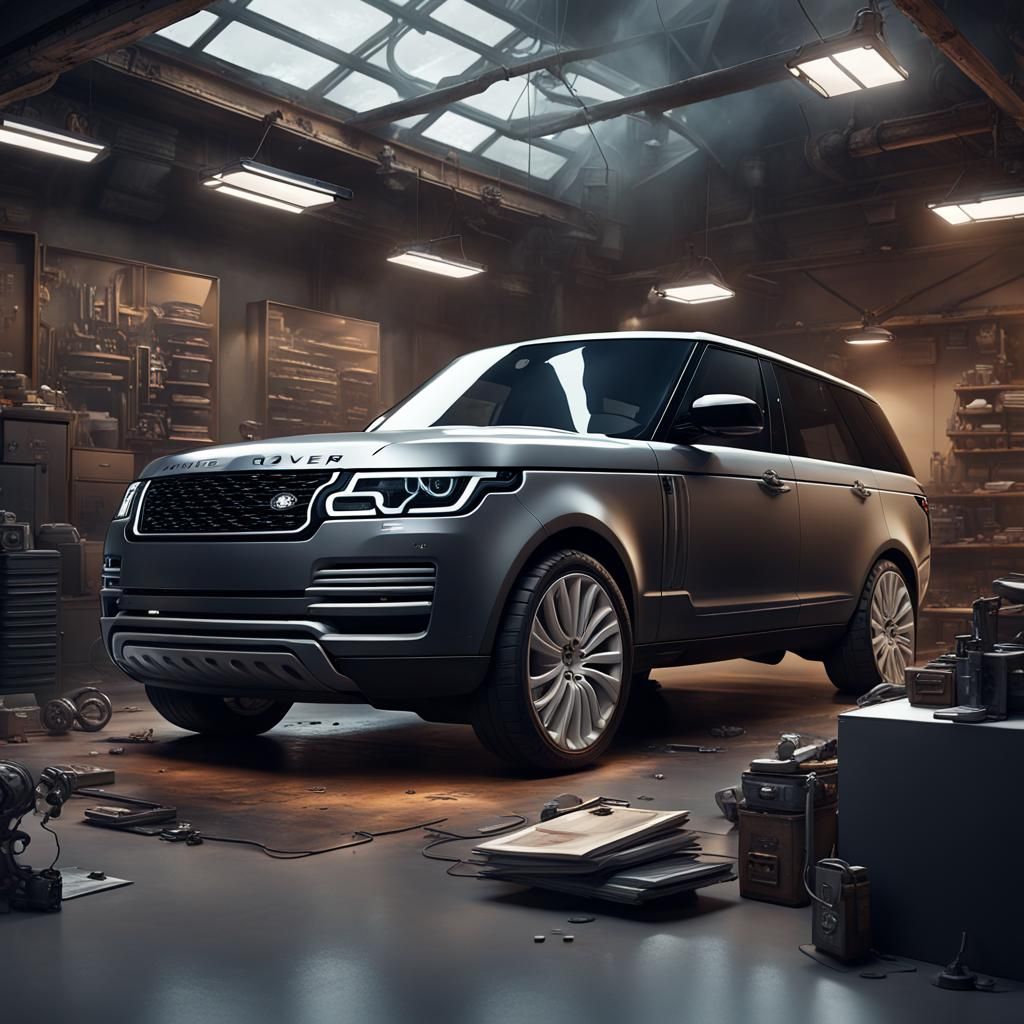 Range Rover Repair Business Card: Detailed Matte Painting