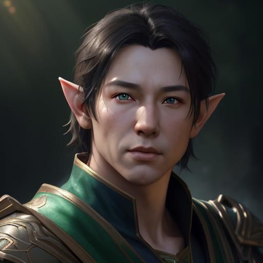 Handsome Christmas Elf Portrait in Ethereal Style