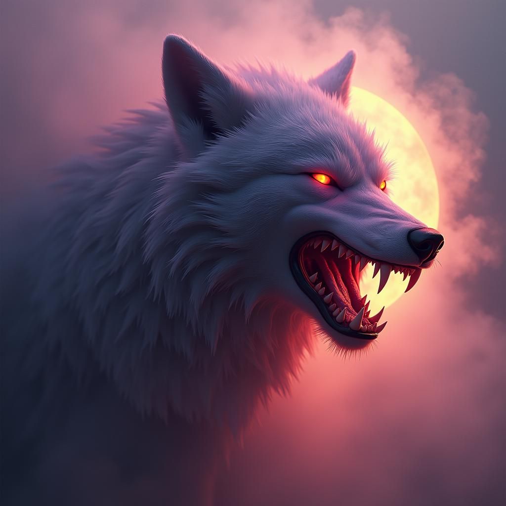 Ethereal Smoke Wolf in Dark Fantasy Style