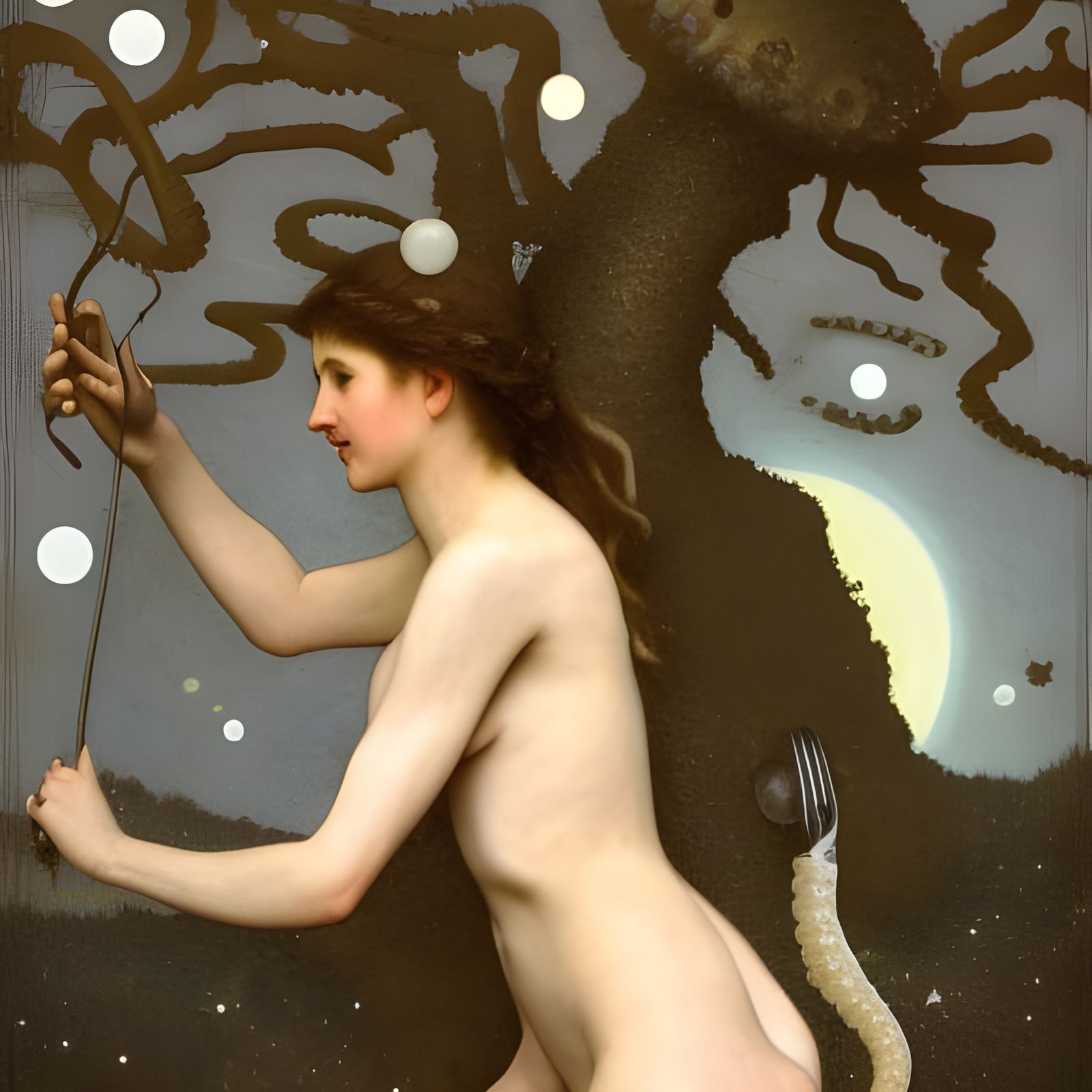 Girl in Desert with Alien Tech and Galaxy