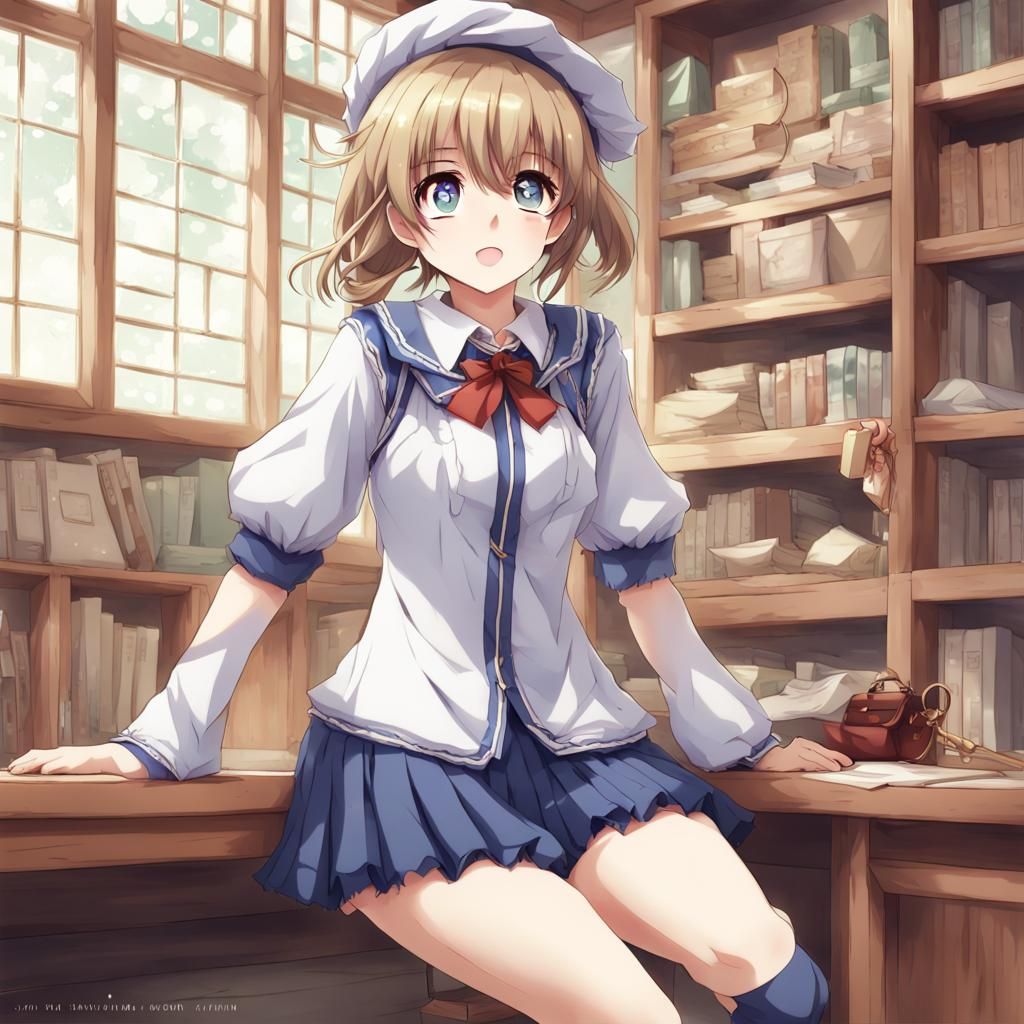 Embarrassed Scholar in Anime Style Bloomers