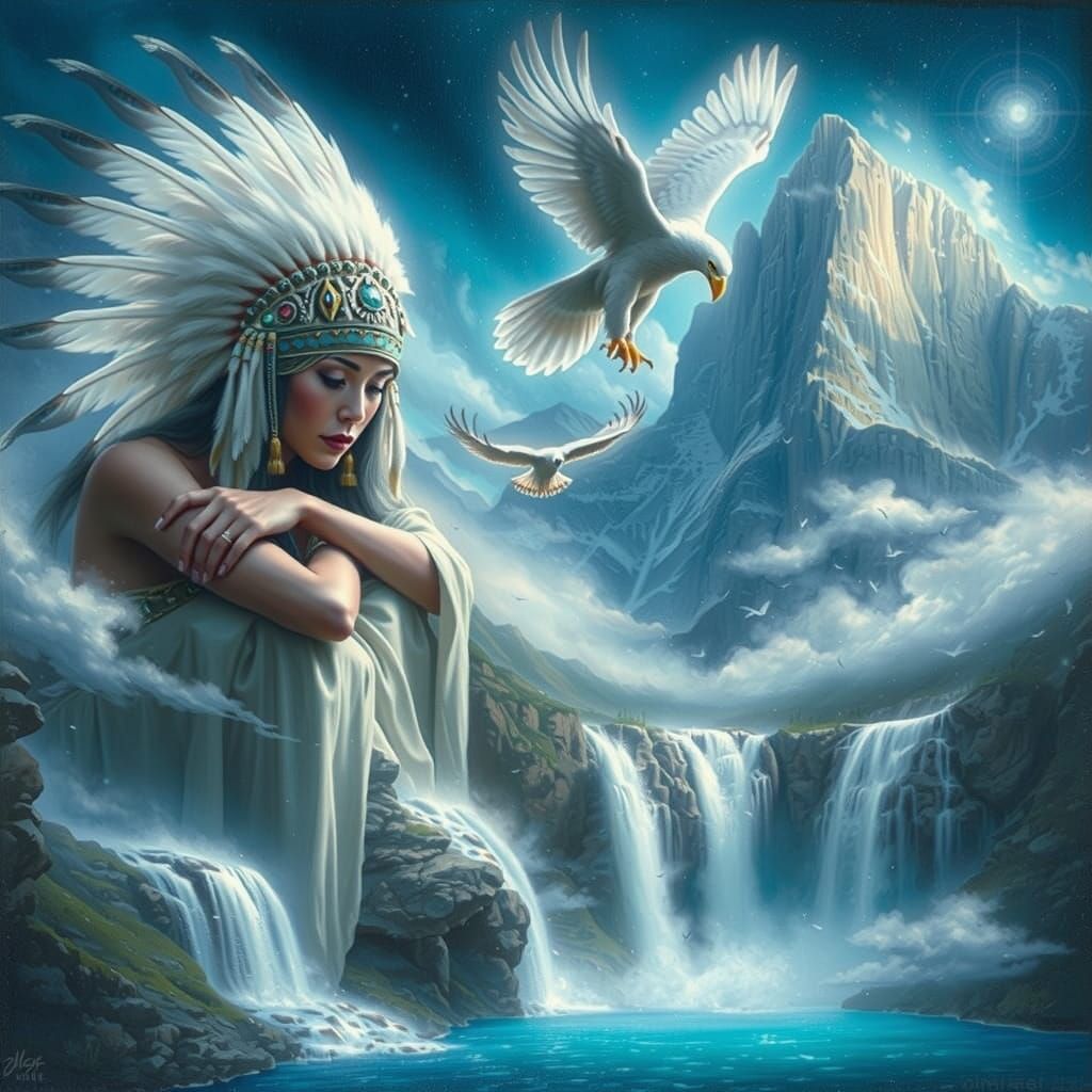 *Oil on canvas, magic realism, serene and ethereal compositi...