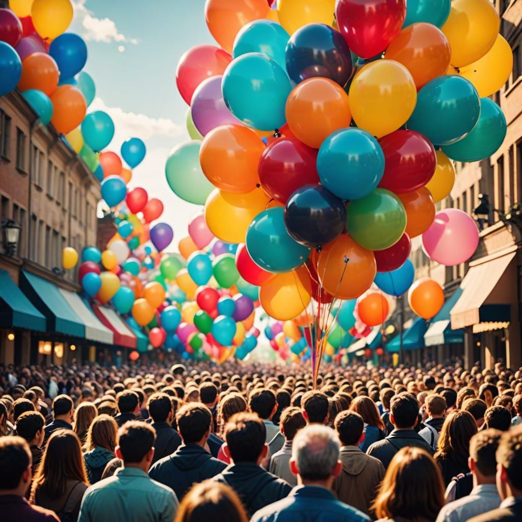 Giant Balloon Parade in Vibrant Natural Light