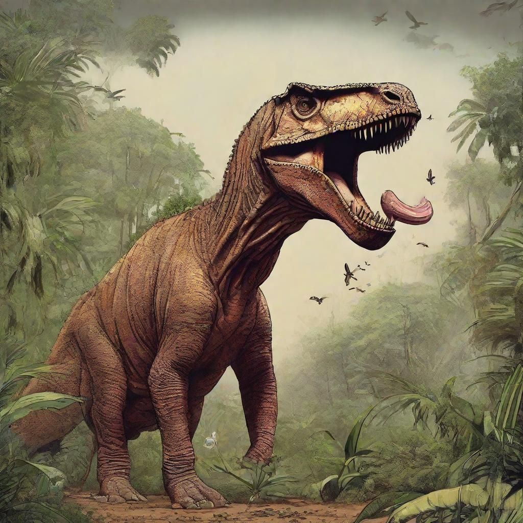 Cartoon Skunk in Prehistoric Landscape