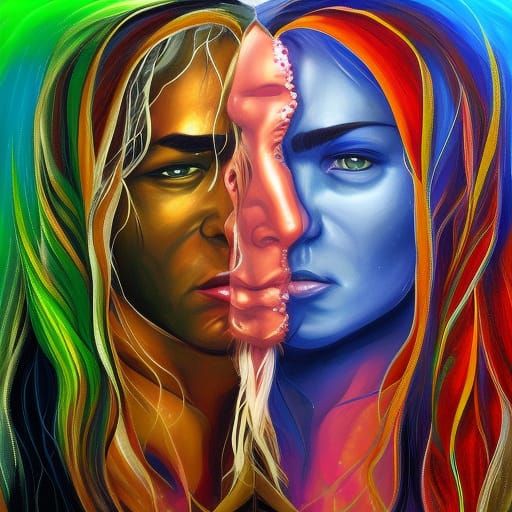 Hyperrealistic Adam and Eve Splash Art