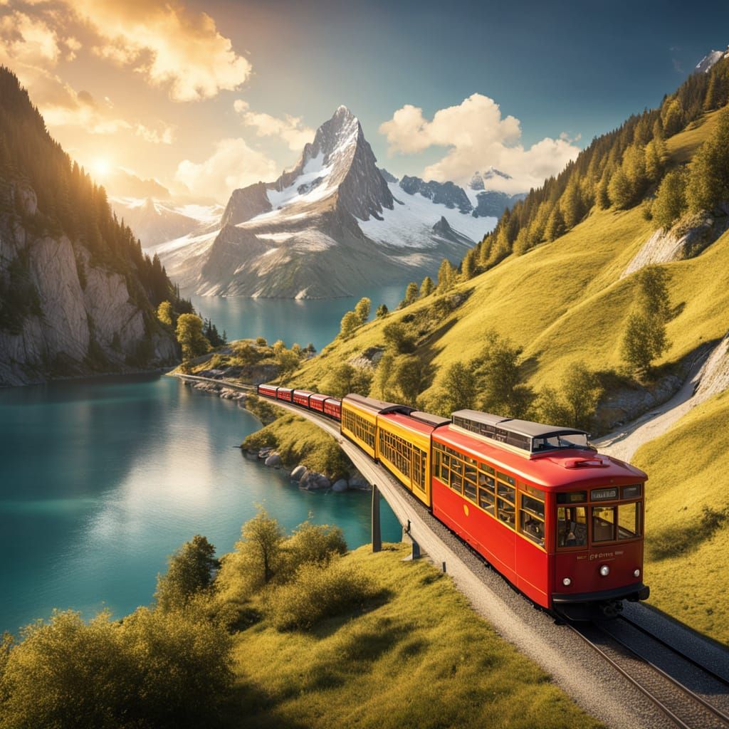 Swiss Transport Harmony Cinematic Landscape