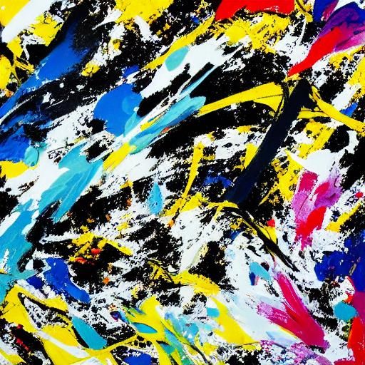 Dynamic Ink Splashes in Abstract Expressionism Style