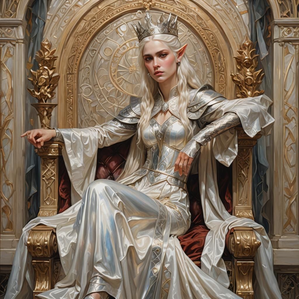 High Elf Queen Portrait in Pre-Raphaelite Style