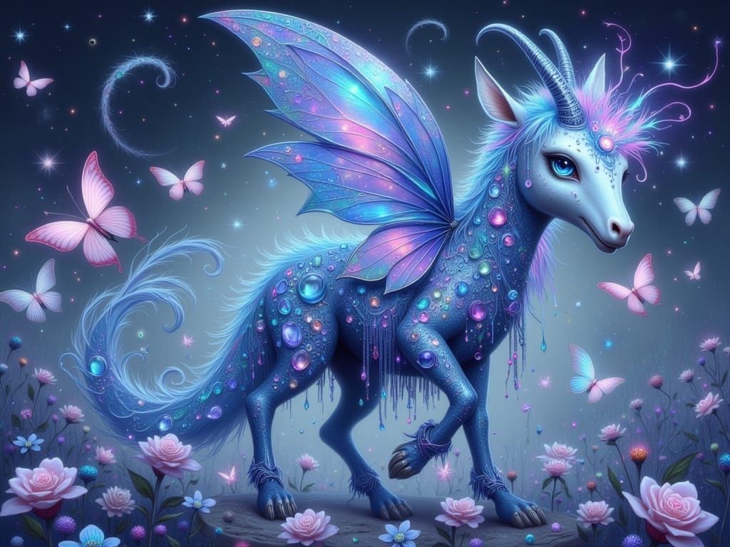 Surreal Ultrarealistic Fairy Punk Portrait with Sapphire Aar...