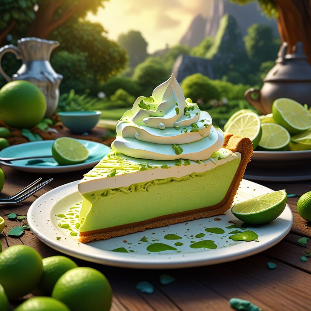 Key Lime Pie Slice in Whimsical Edible Garden