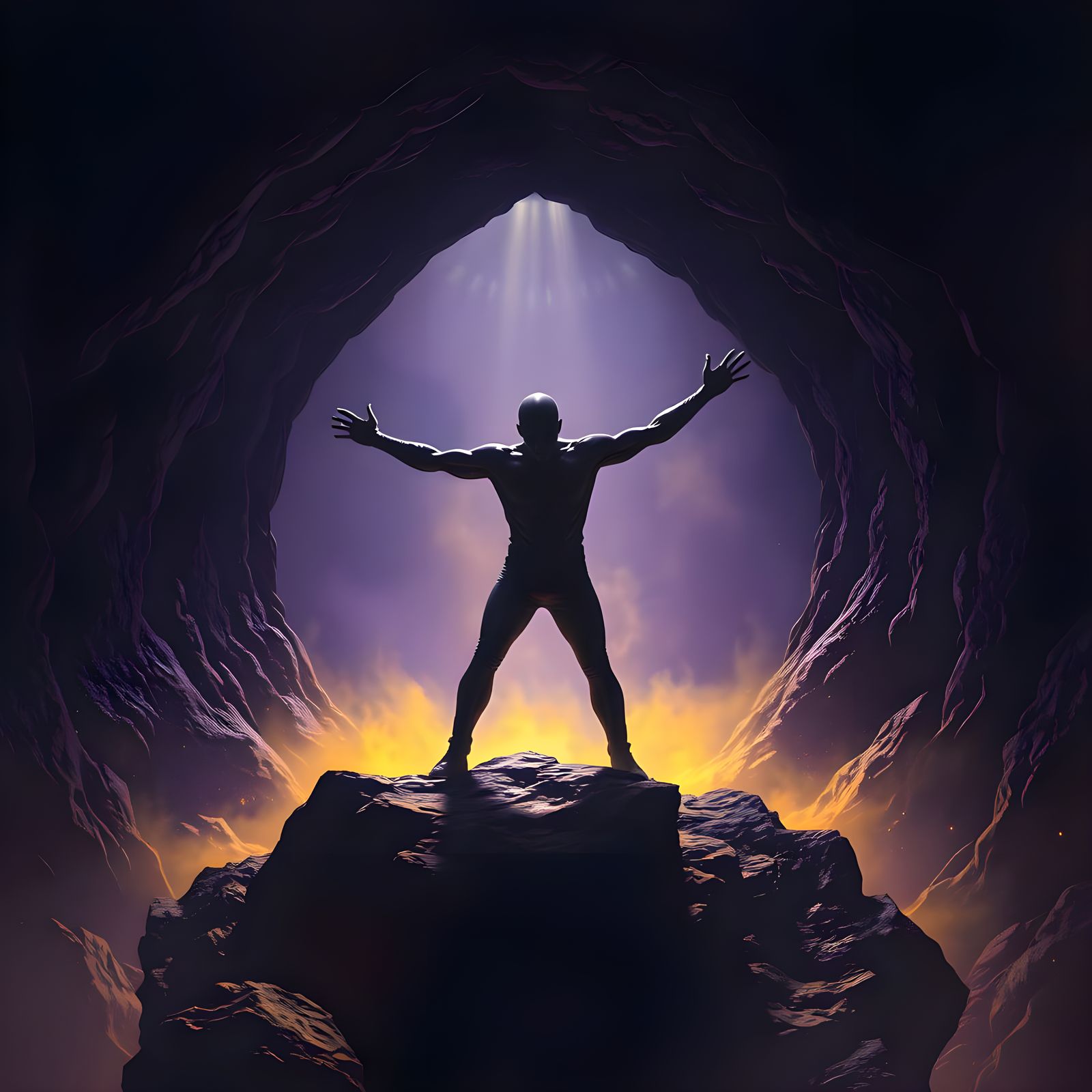 Black Figure's Struggle: Hyperrealistic Dark Fantasy Art