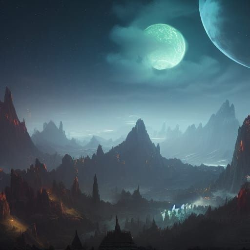 Fantastical Night Sky Concept Art in Deep Color