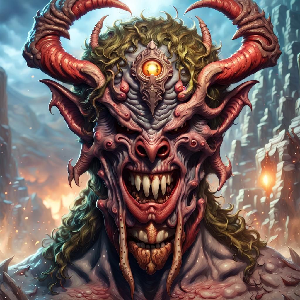Detailed Cyclops Demon Concept Art in 8k
