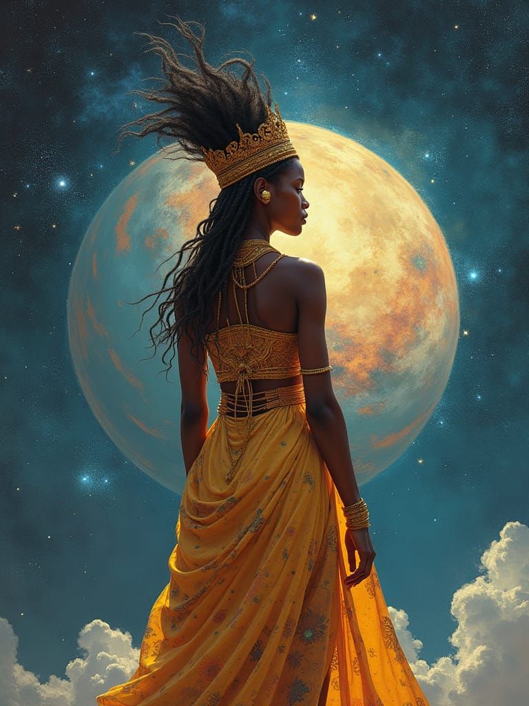 Celestial Yoruba Princess in Afrofuturist Style