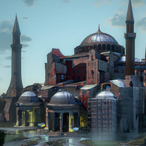 Hagia Sophia: Detailed Matte Painting in Deep Color