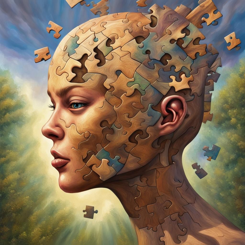 Hybrid Alien with Puzzle Wood Skin in Sci-Fi Style