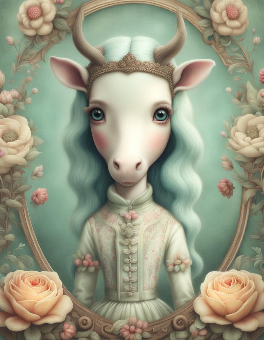 Whimsical Centaur Character in Gothic Fairy-Tale Style