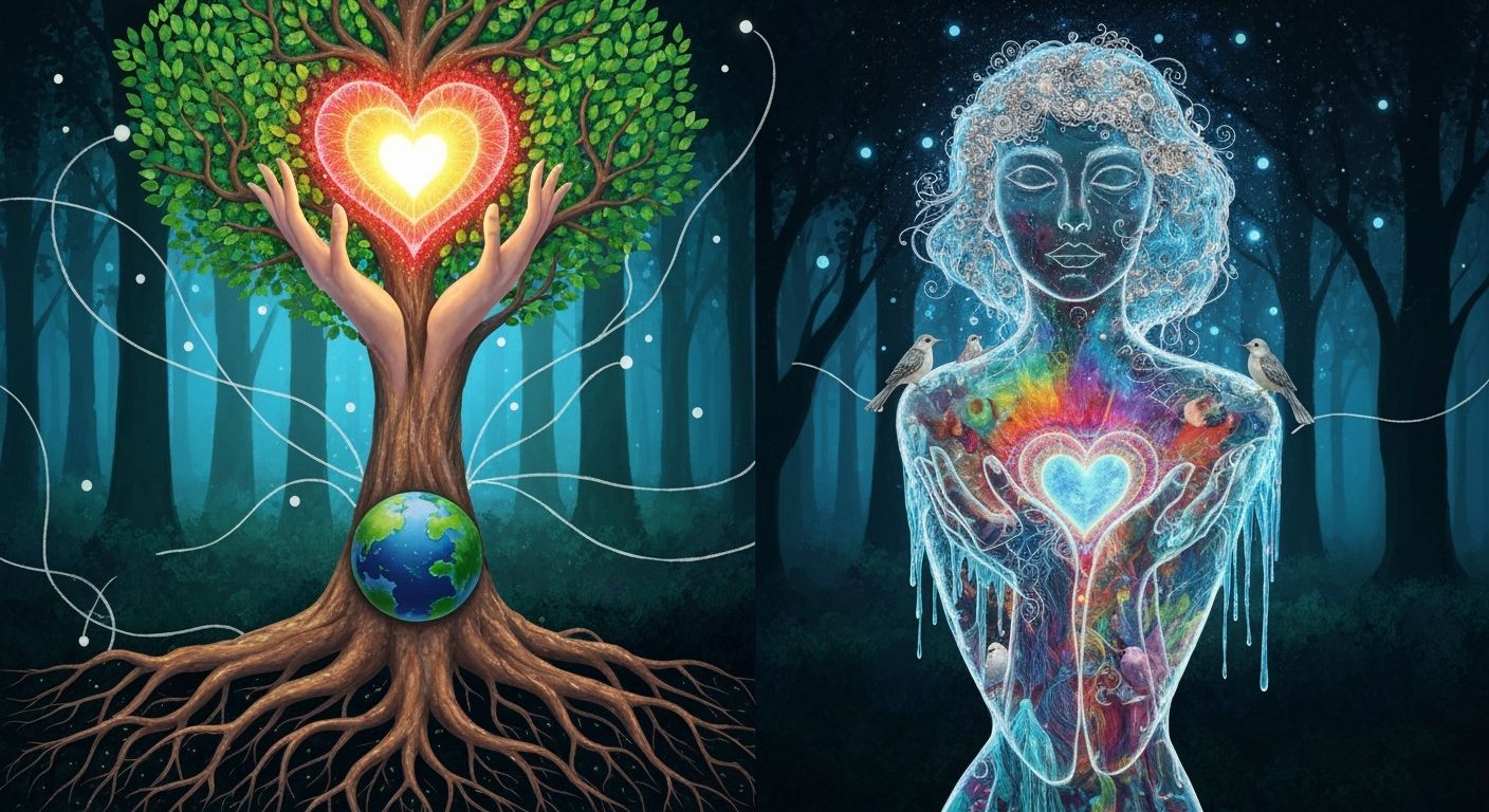 Ethereal Being Blossoms from Forest Floor, Bioluminescent Oa...