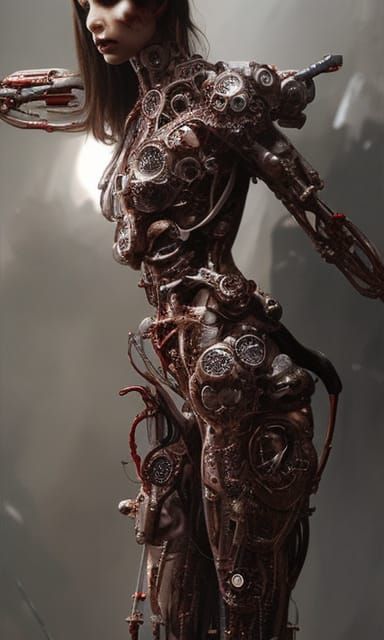 Elegant Cyborg Zombie Princess in Hyperrealistic Style