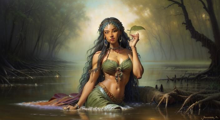 Epic Bayou Oil Painting in a Surreal Style