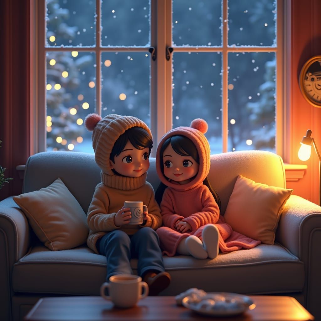 Cinnamon Rolls' Cozy Night: 3D Anime Art