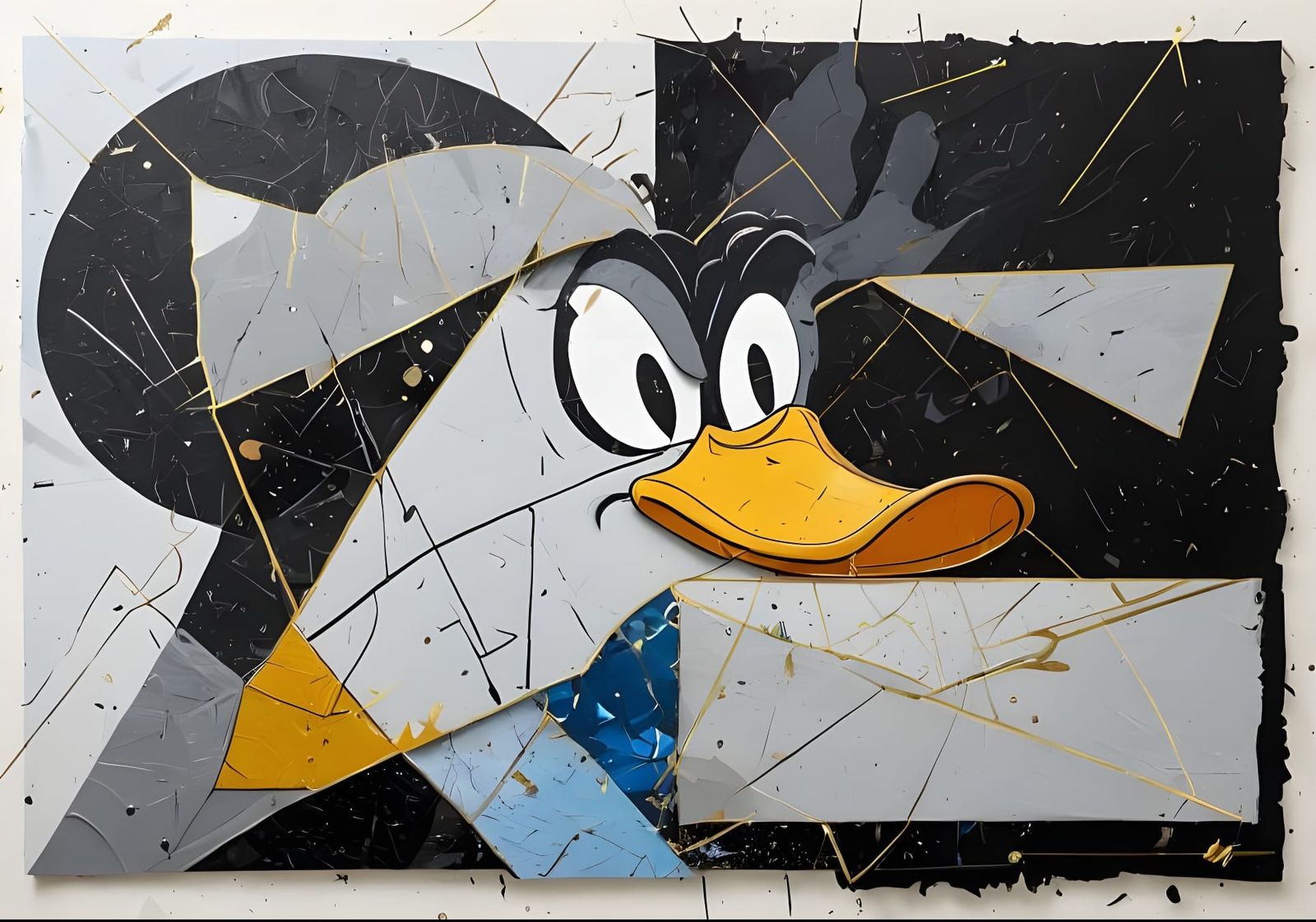 Abstract Cartoon Character Fusion in Pop Art Style