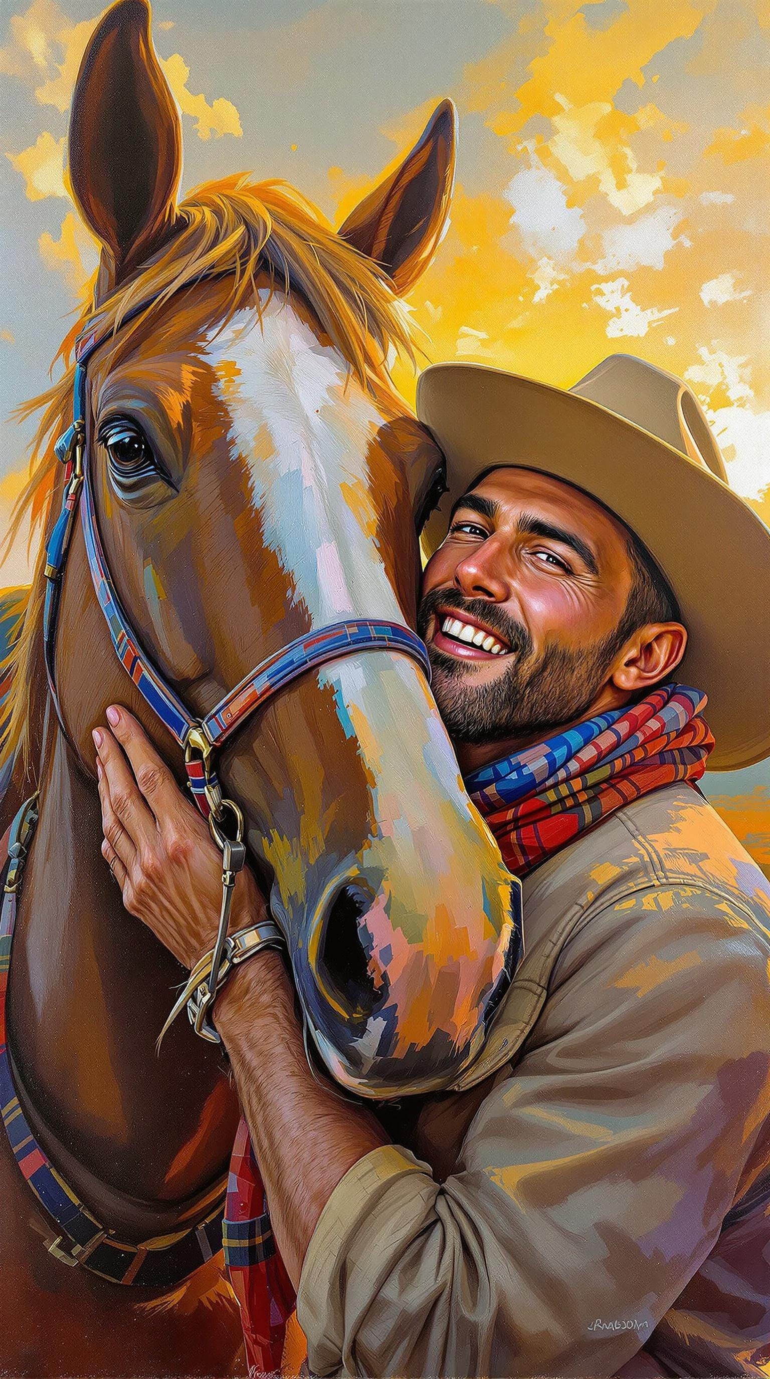 Brazilian Cowboy in Dramatic Oil Portrait