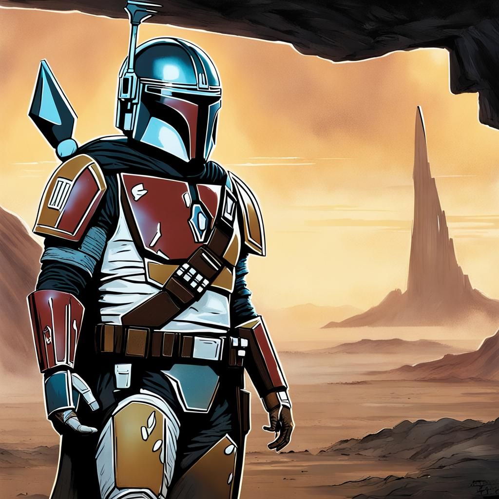 Mandalorian End Credits: Stylized Graphic Artwork