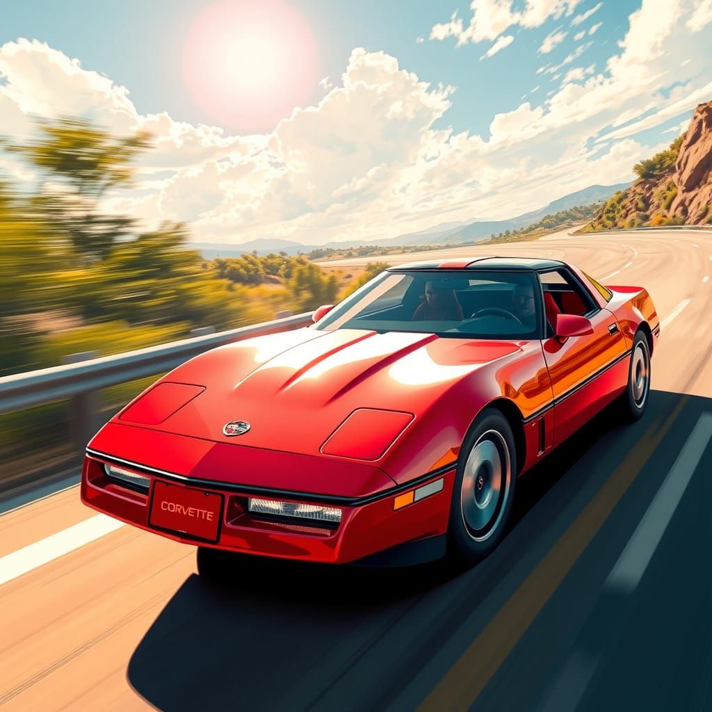 Sleek 1984 Corvette Speeds Down the Highway in Futuristic St...