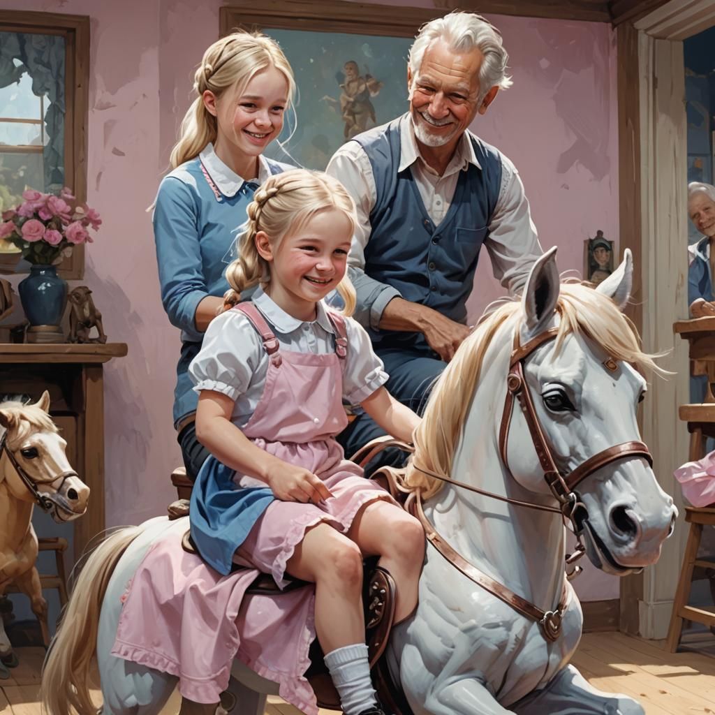 Blonde Girl and Elderly Man: A Digital Painting