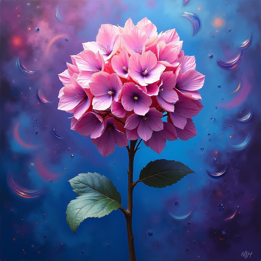 Strawberry Vanilla Hydrangea in Pop Art Style