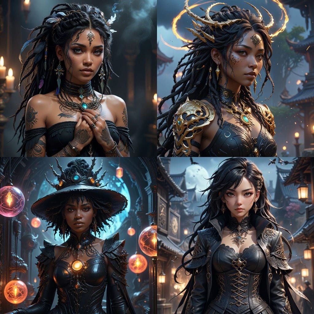 Surreal Black Witch Conjured from Dark Fantasy