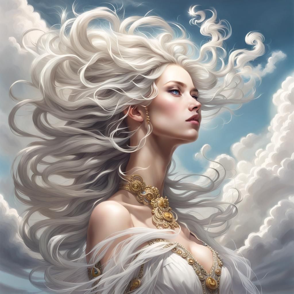 Queen of Beauty as Cloud Girl in Wind
