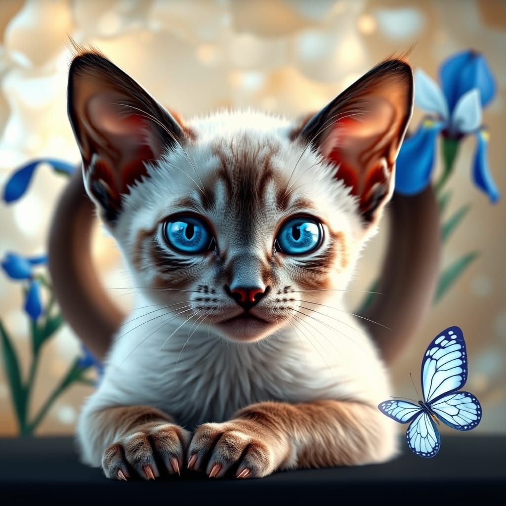 Adorable Young Blue Point Siamese Cat with Bright Blue Eyes & Elegant Sauvé Appearance. 😺💙