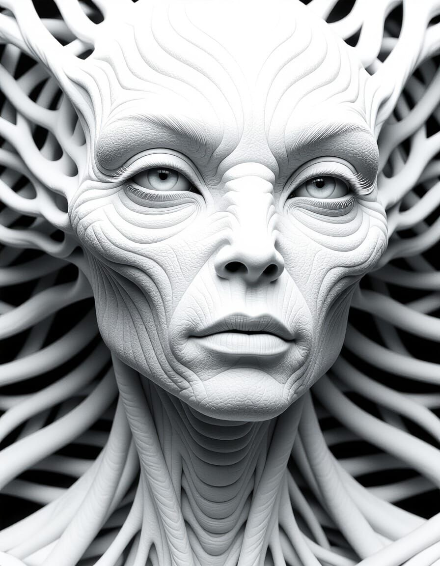 Monochromatic Portrait of a Gorgeous Alien Creature