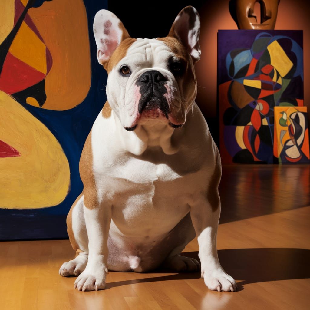 American Bulldog in Cubist Artistic Tribute