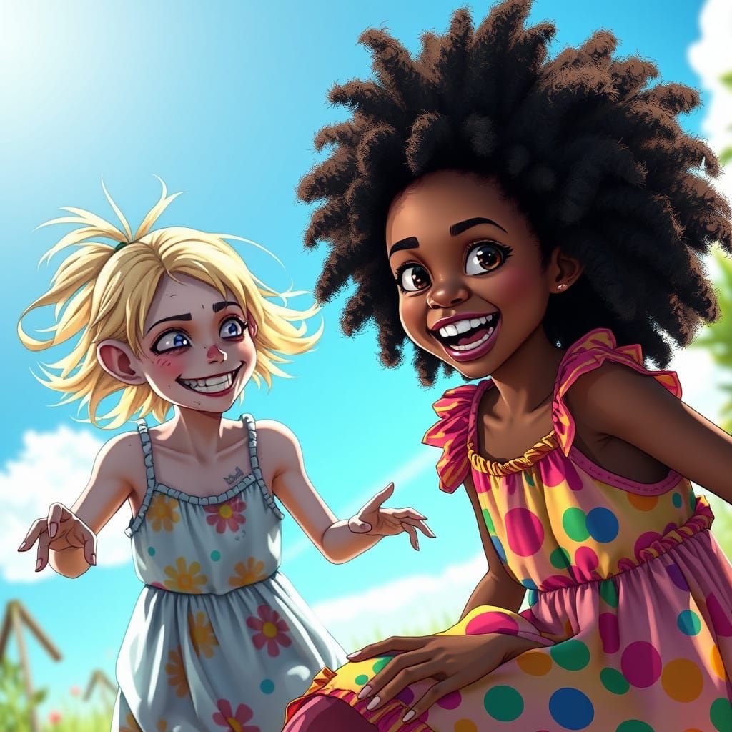 Joyful Zombie Friend in Vibrant African Landscape